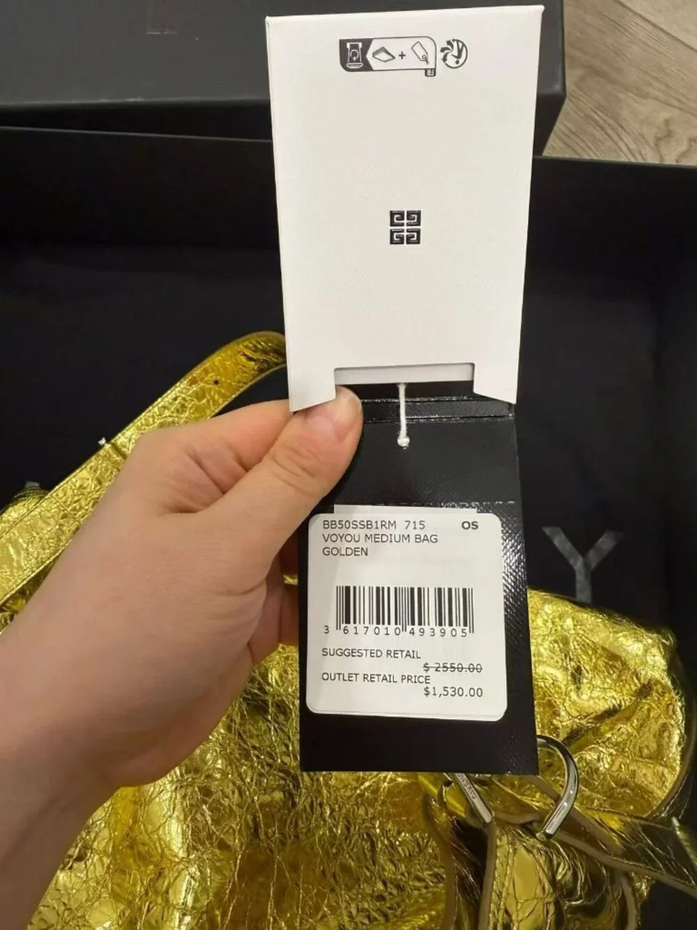 Brand New Authentic Givenchy Medium Voyou Bag Shiny Gold Lambskin